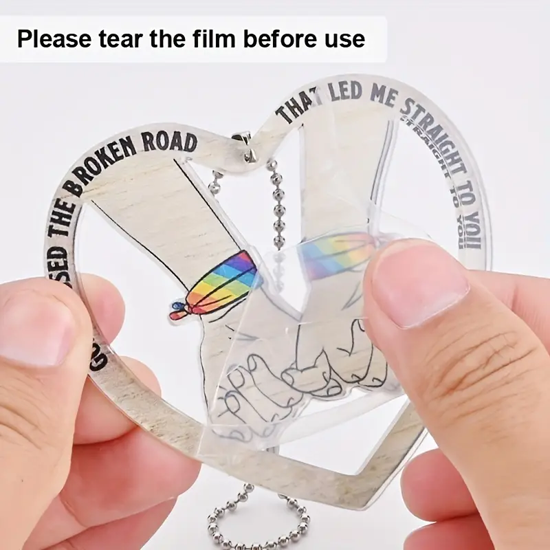 Rainbow Pride Heart-Shaped Couple Pendant