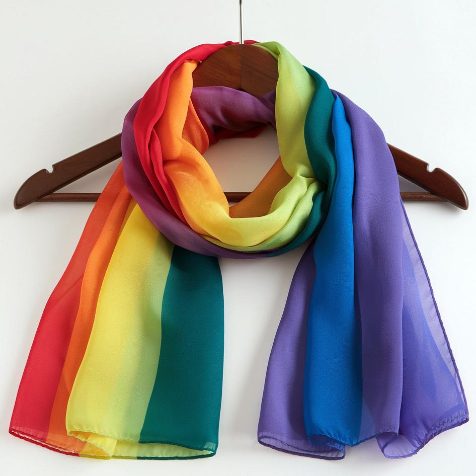 LGBT Rainbow Color Chiffon Scarf For Pride Parade