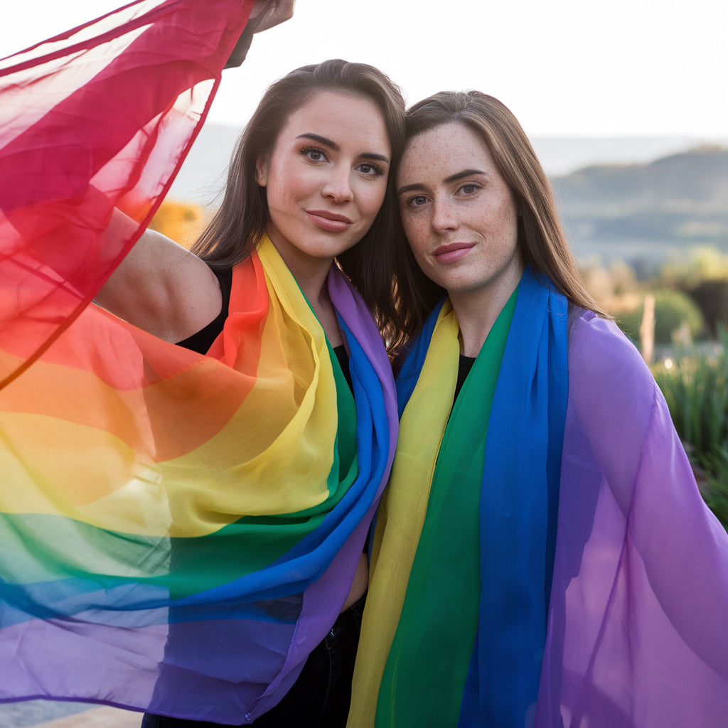 LGBT Rainbow Color Chiffon Scarf For Pride Parade