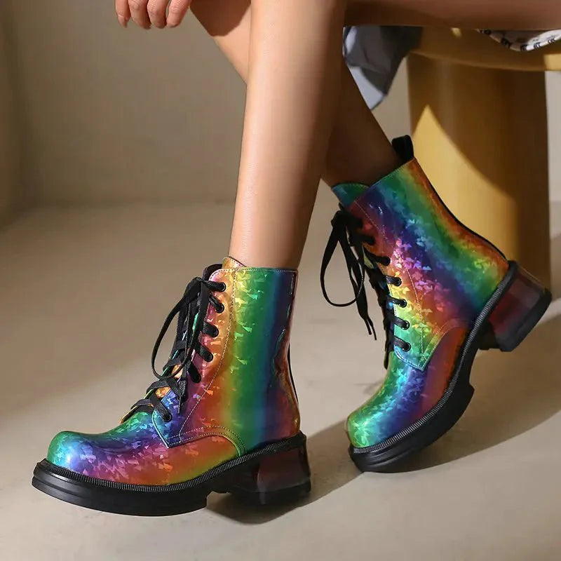 Rainbow Leather Boots - Stride with Pride π - PrideBooth