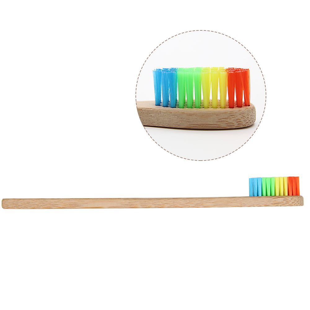Rainbow Colored  Bamboo Toothbrush with Soft Bristle