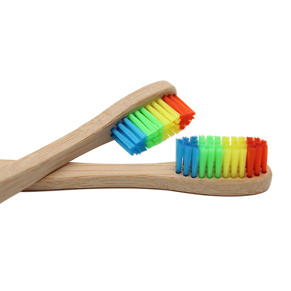 Rainbow Colored  Bamboo Toothbrush with Soft Bristle