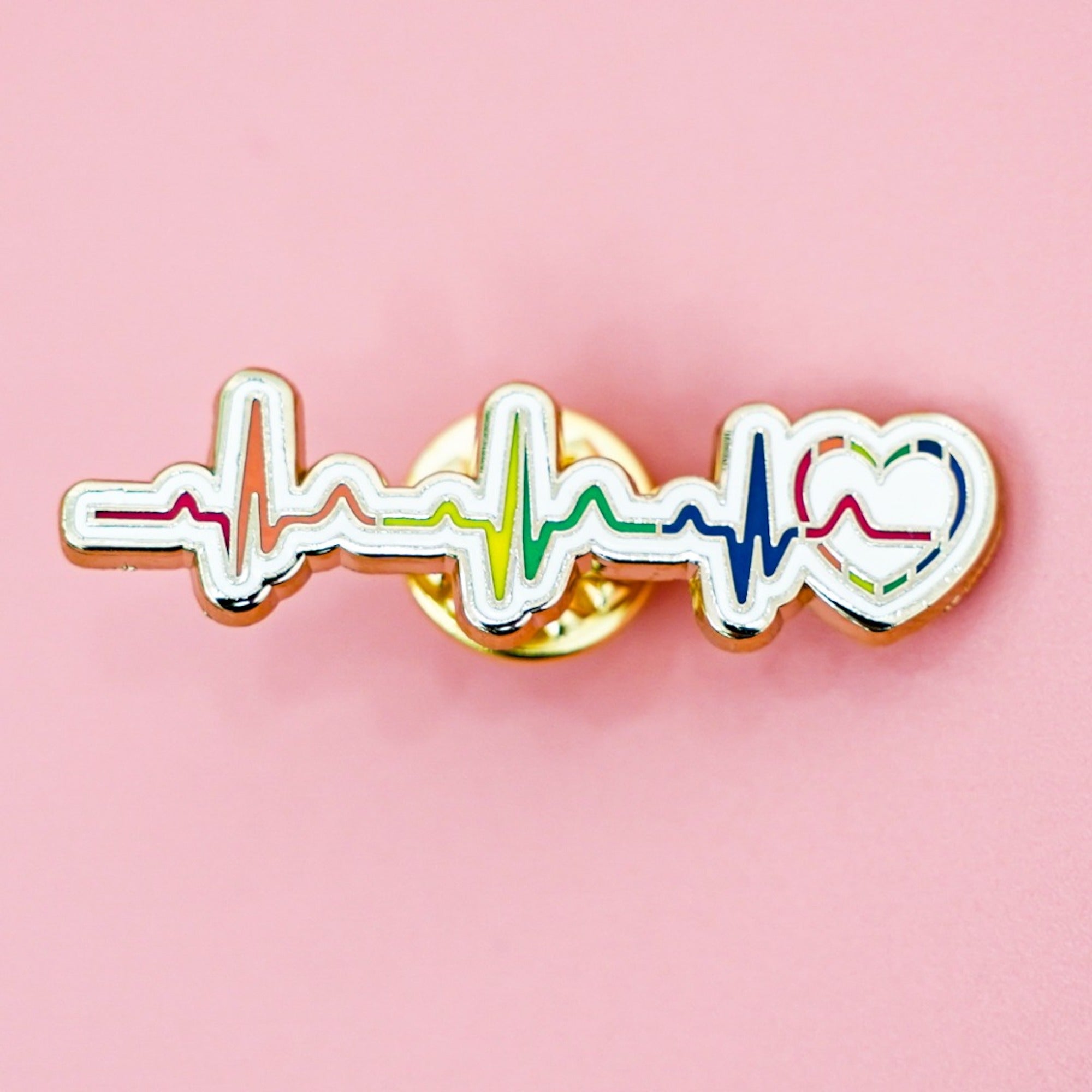 Pride Rainbow Heartbeat - Enamel Pin