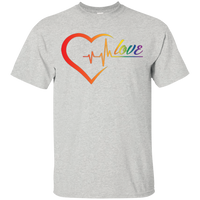 Rainbow Heartbeat Love Shirt Gay Pride grey tshirt for men