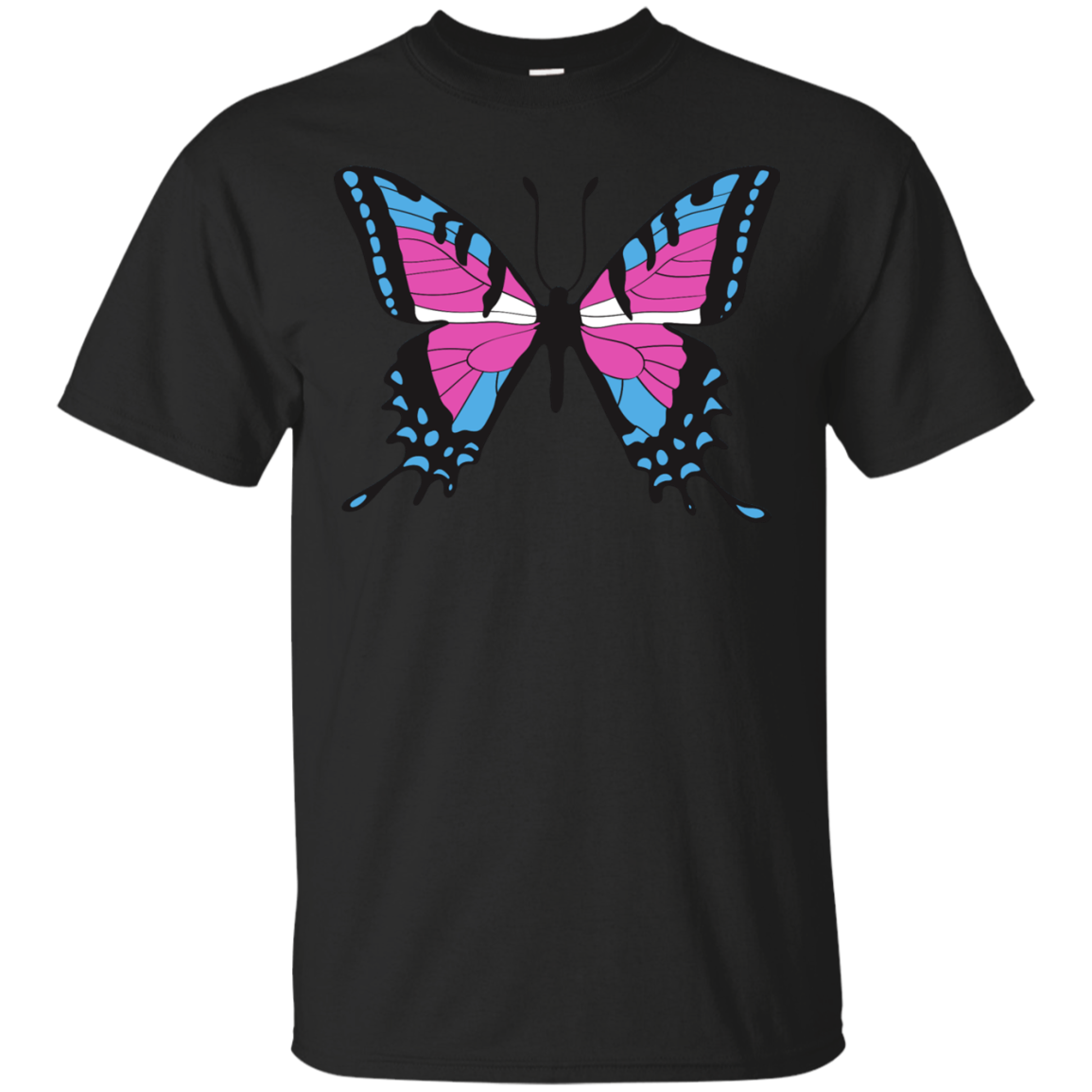 Trans Pride Butterfly Shirt | Unique Design Trans Pride black Tshirt for men
