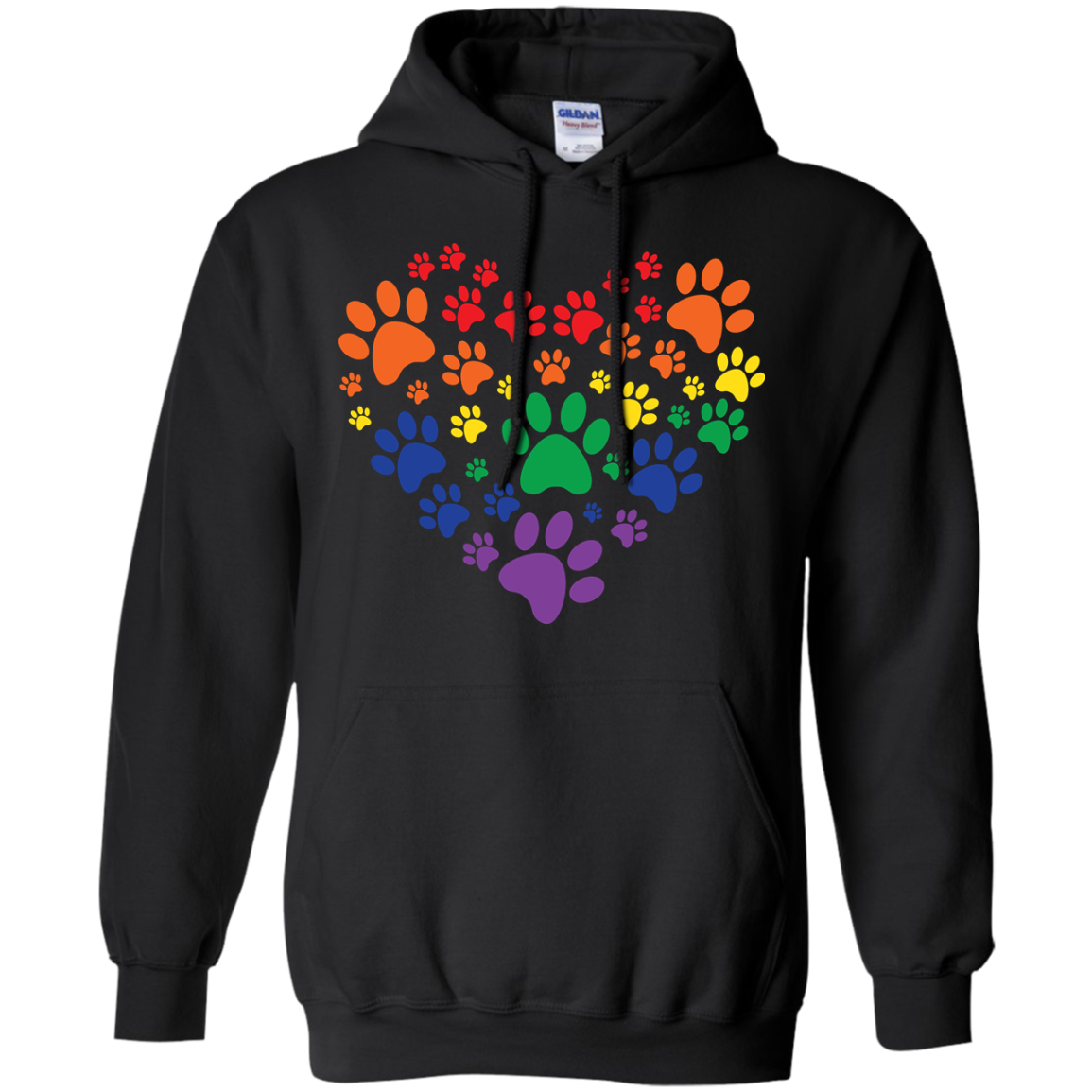 Rainbow Paw Print Love black unisex sweatshirt