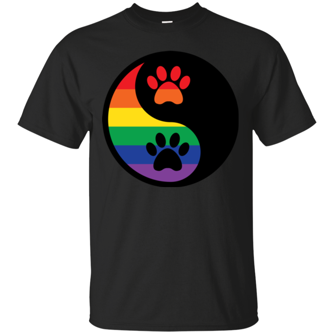 Rainbow Paw Yin Yang Pet black Shirt For Men gay Pride Black Tshirt