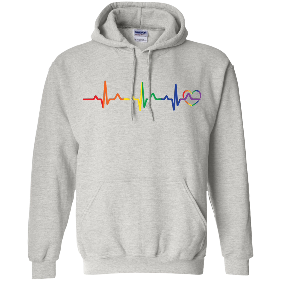 Rainbow Heartbeat Gay Pride grey Hoodie for Men & Women