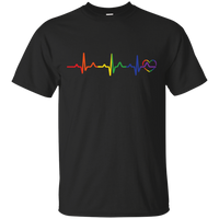 Rainbow Heartbeat Gay Pride Black T Shirt