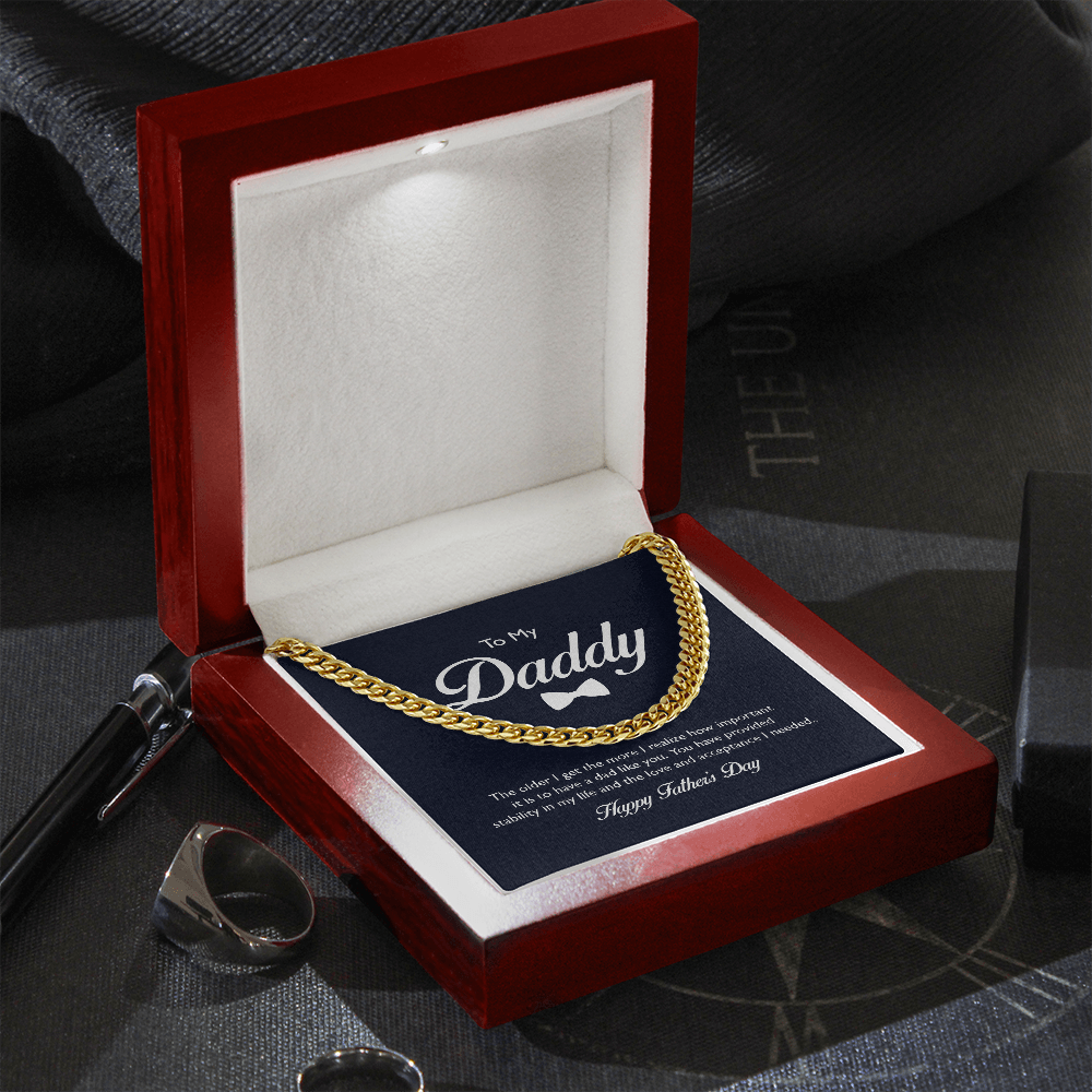 To My Daddy Cuban Link Necklace | Perfect Gift for Father's Day from Daughter, from Son