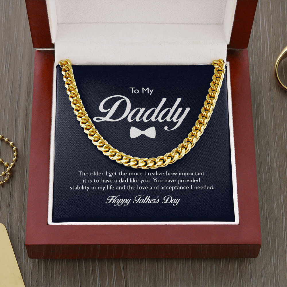 To My Daddy Cuban Link Necklace | Perfect Gift for Father's Day from Daughter, from Son