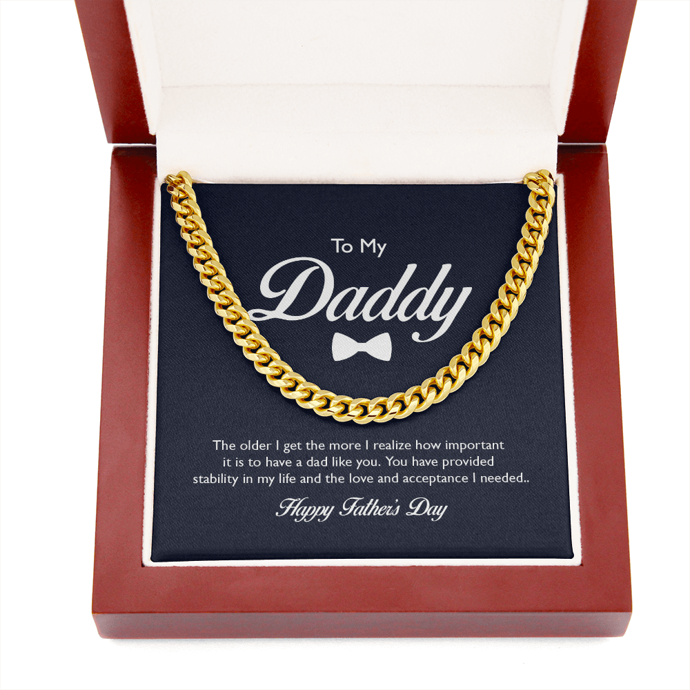 To My Daddy Cuban Link Necklace | Perfect Gift for Father's Day from Daughter, from Son