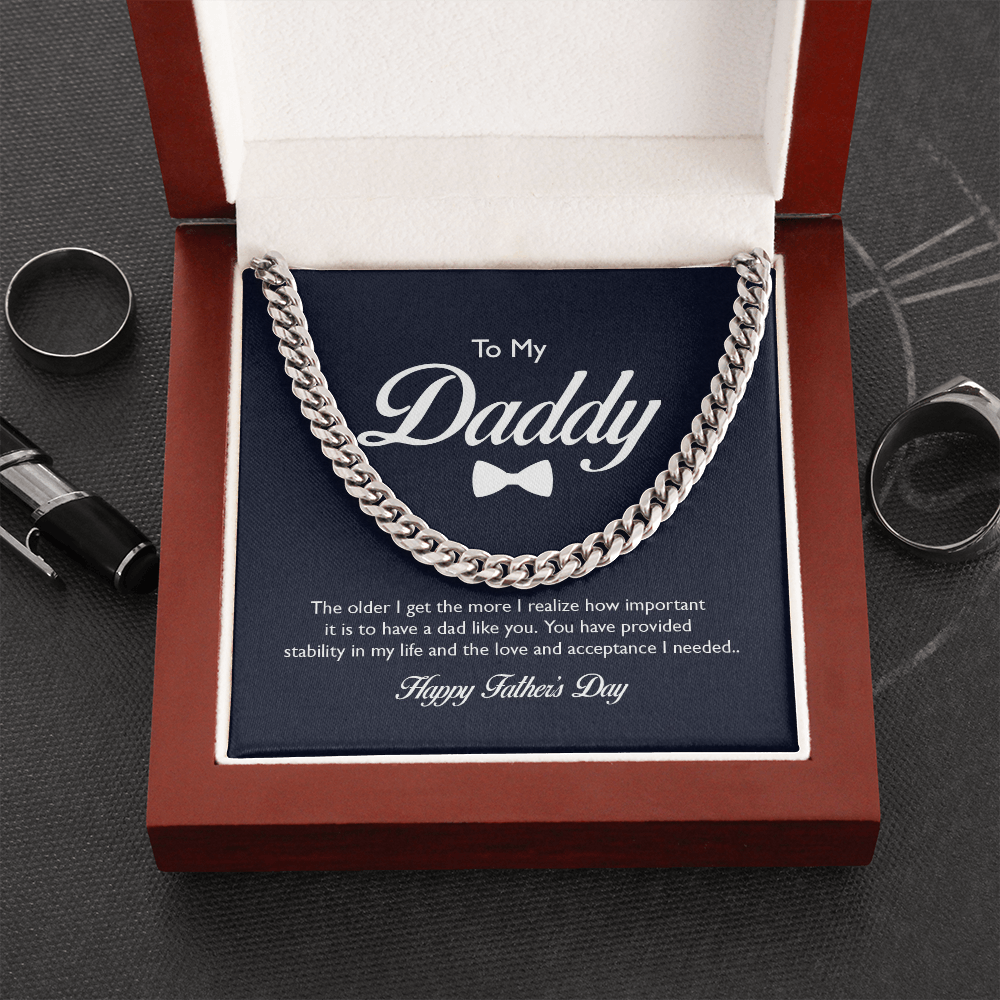 To My Daddy Cuban Link Necklace | Perfect Gift for Father's Day from Daughter, from Son