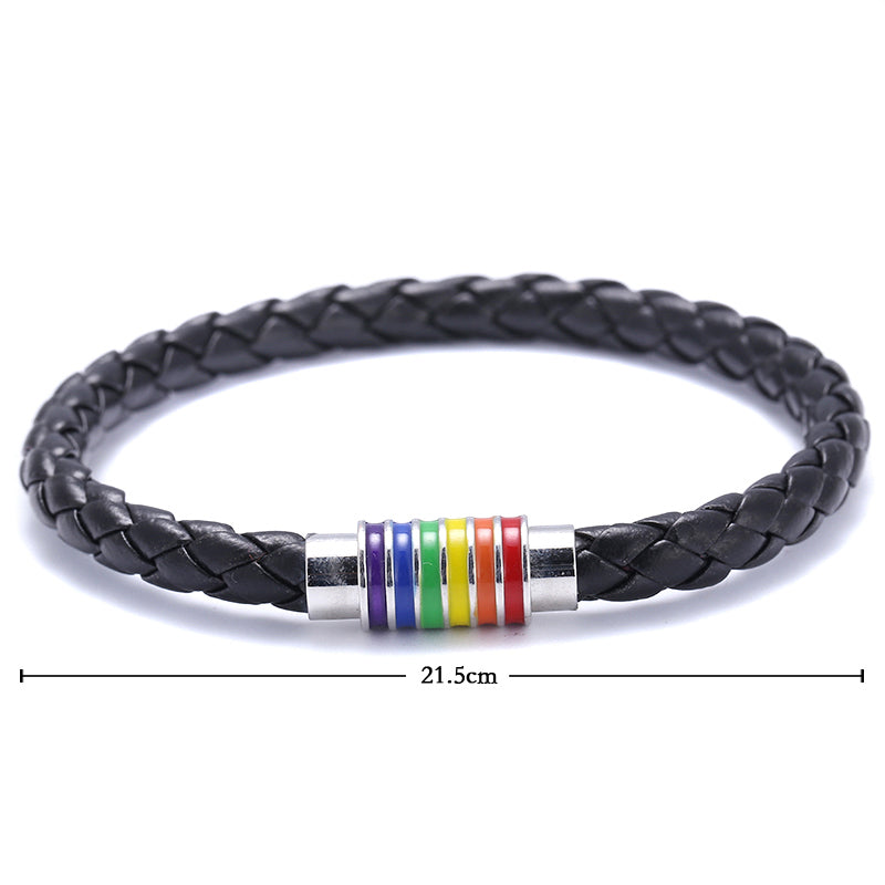 Gay Pride Leather Bracelet