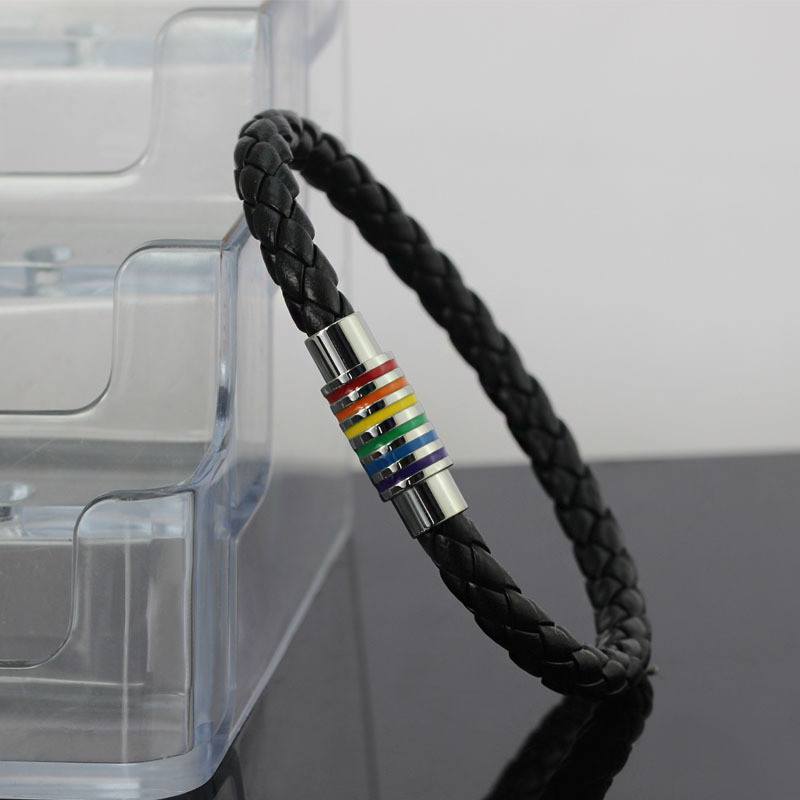 Bracelet - Gay Pride Leather Bracelet