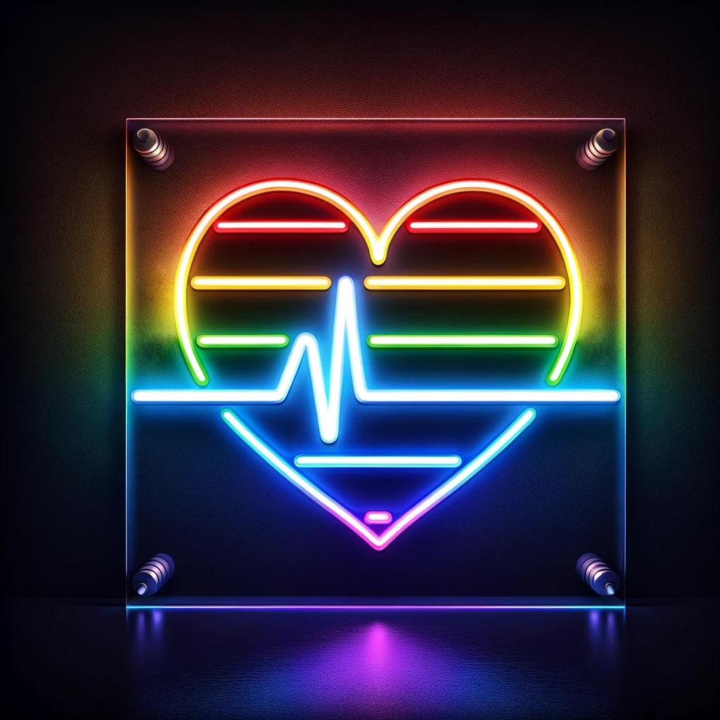 Rainbow Heartbeat Neon Sign