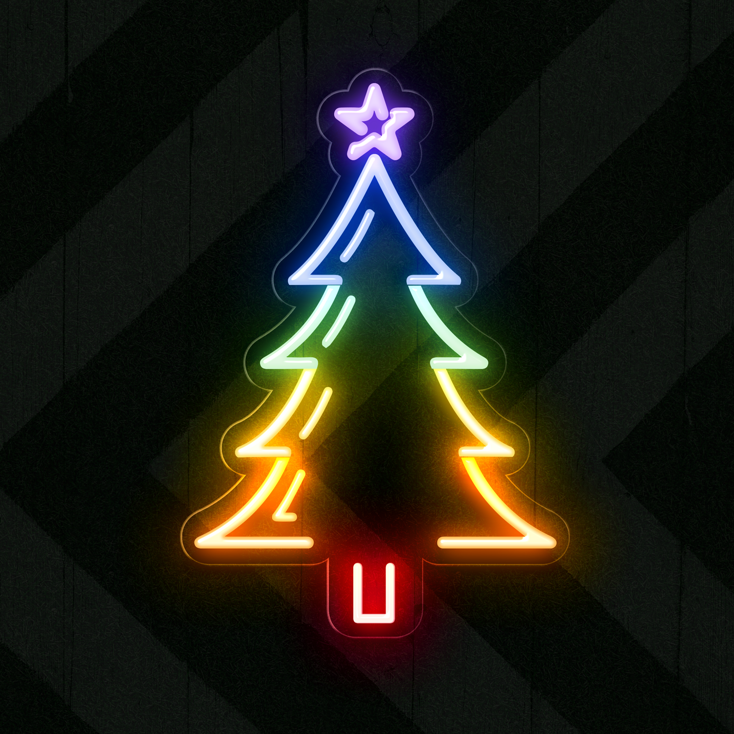 Rainbow Christmas Tree Neon Sign