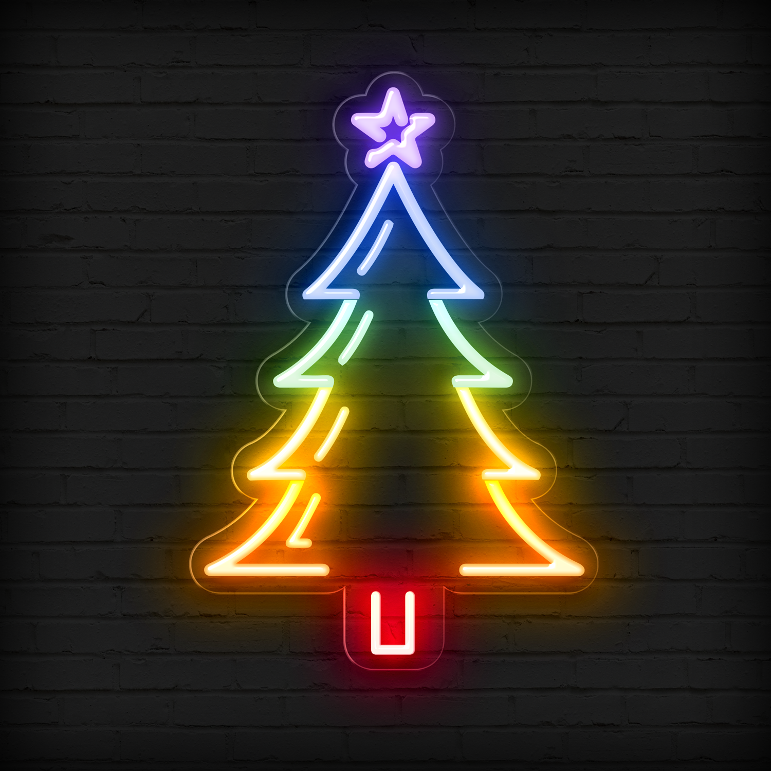 Rainbow Christmas Tree Neon Sign