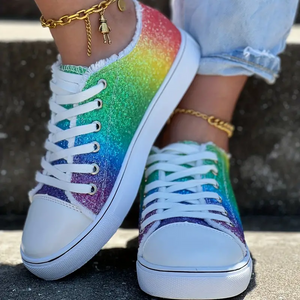 Colorful Rainbow Glitter Shoes for Women