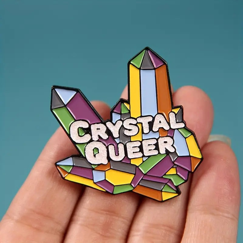 Crystal QUEER LGBT Rainbow Enamel Pin