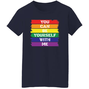 navy blue rainbow you can be yourself t-shirt