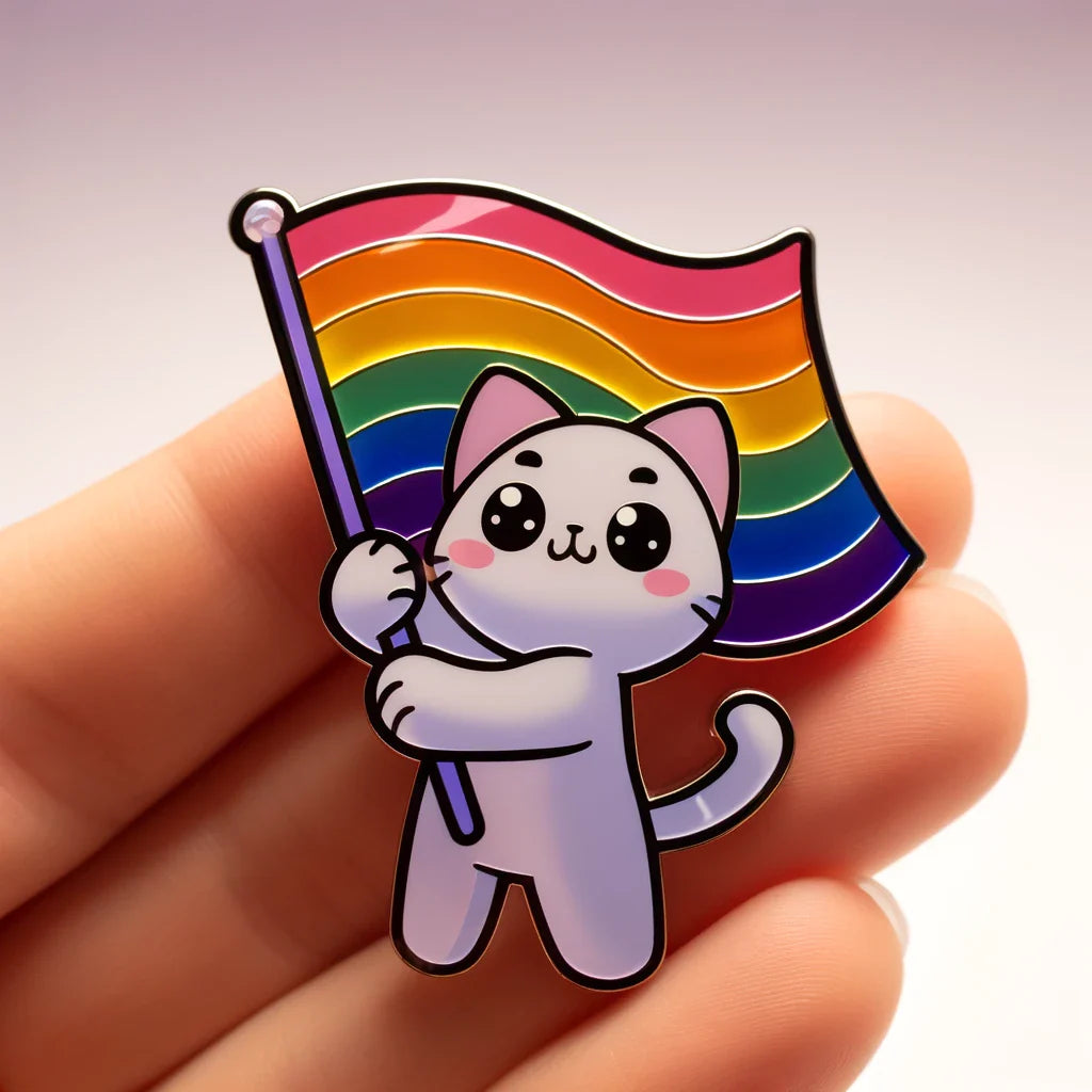 Rainbow Purride Cat Acrylic Pin