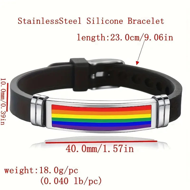 diensions of LGBT Pride Wristband with Rainbow Colors