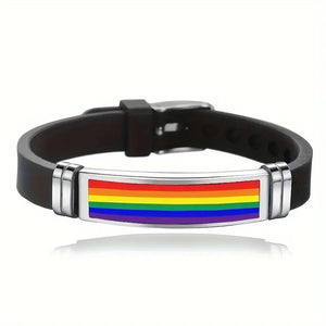 Modern Gay Rainbow Silicone Wristband