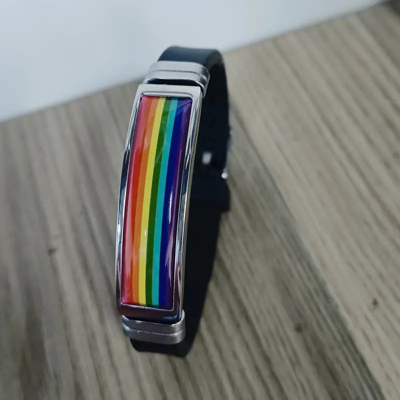 Trendy LGBT Pride Wristband with Rainbow Colors