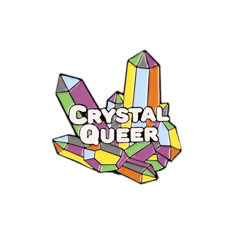 Crystal QUEER LGBT Rainbow Enamel Pin