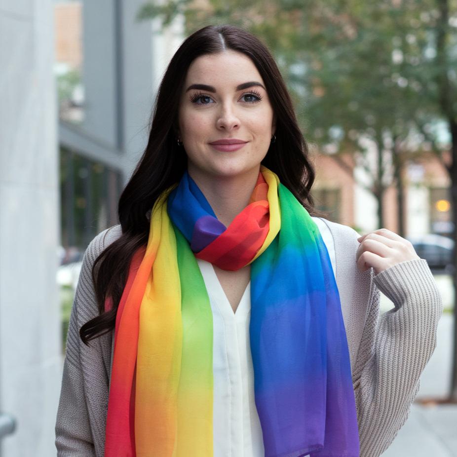 LGBT Rainbow Color Chiffon Scarf For Pride Parade