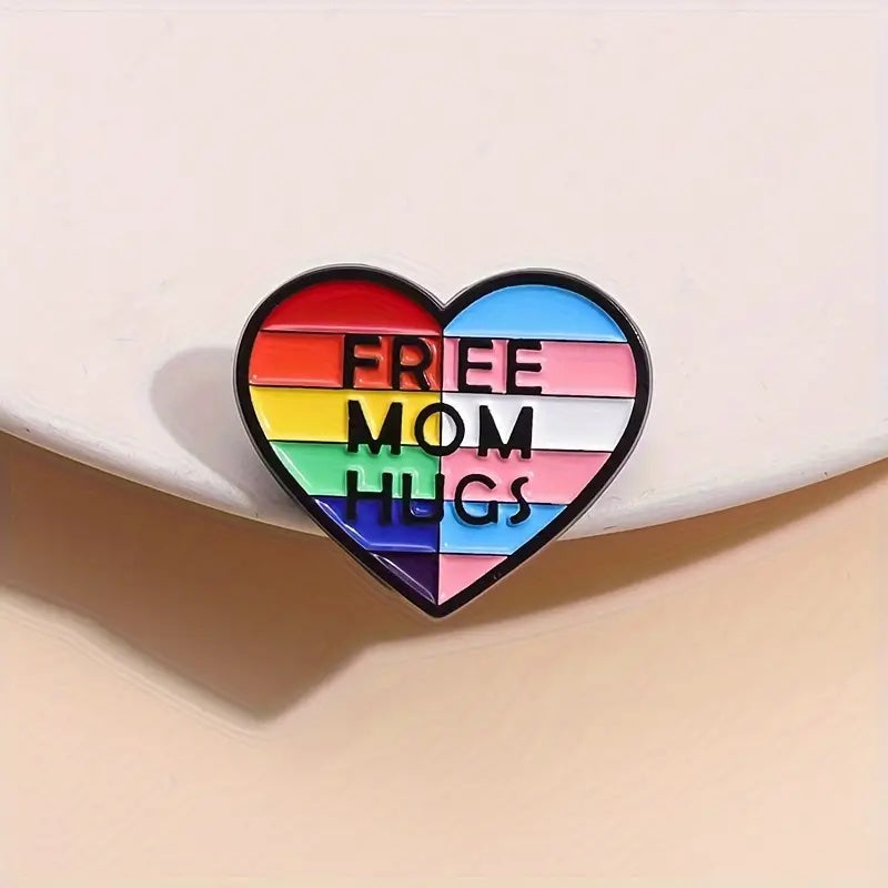 Free Mom Hug Rainbow Enamel Pin