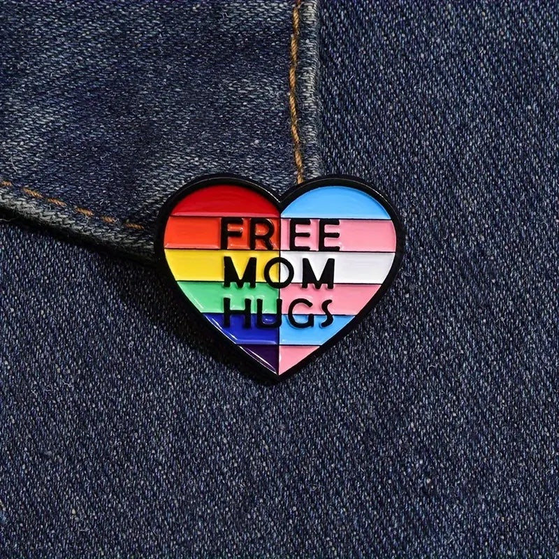 Free Mom Hug Rainbow Enamel Pin