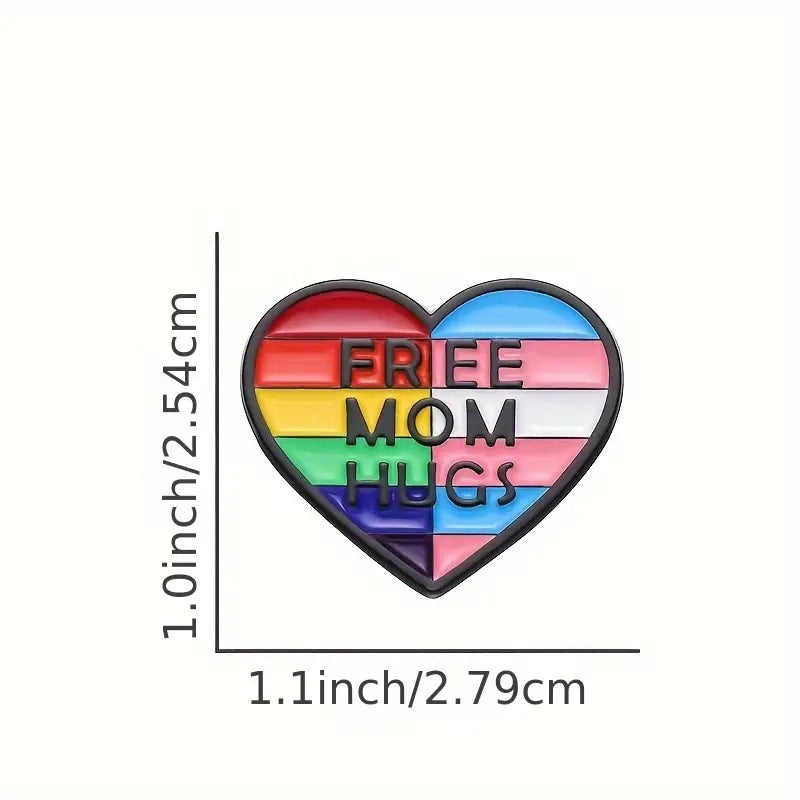 Free Mom Hug Rainbow Enamel Pin