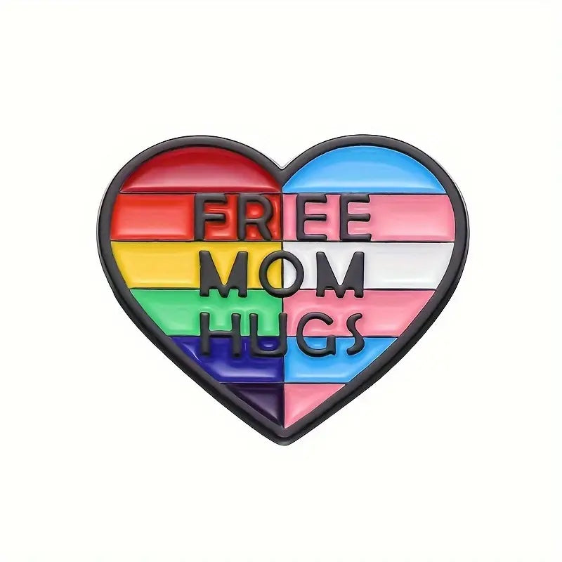 Free Mom Hug Rainbow Enamel Pin