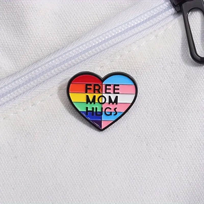 Free Mom Hug Rainbow Enamel Pin