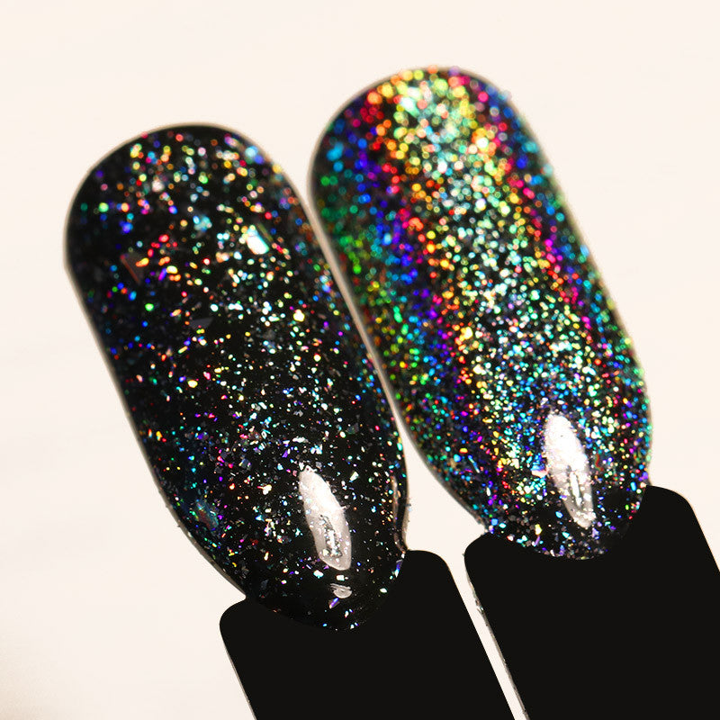 Rainbow Laser Glitter Nail Art