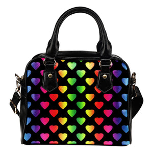 Rainbow Hearts Shoulder Handbag