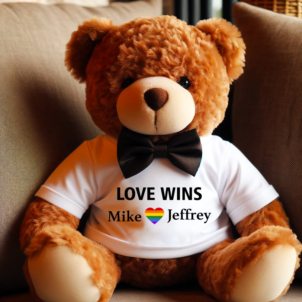 love wins teddy bear gay valentine's couple gift