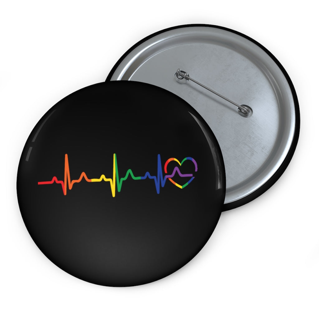 Rainbow Heartbeat Pin Button