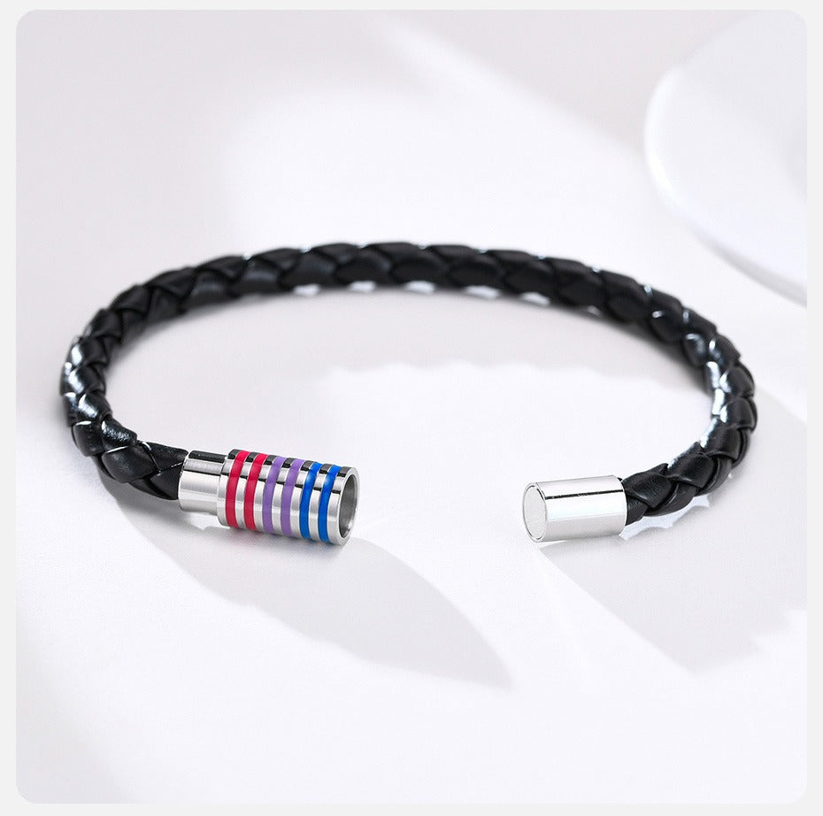 Gay Pride Leather Bracelet