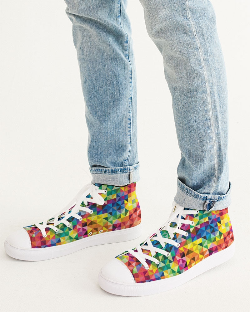 Vibrant Rainbow Pride Design Men's Hightop Canvas Shoe