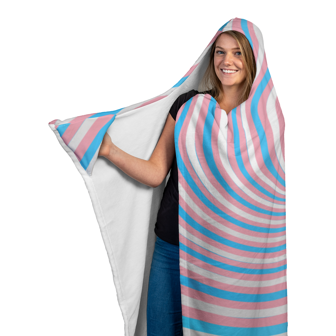 Transgender Pride Flag Illusion Pattern Hooded Blanket