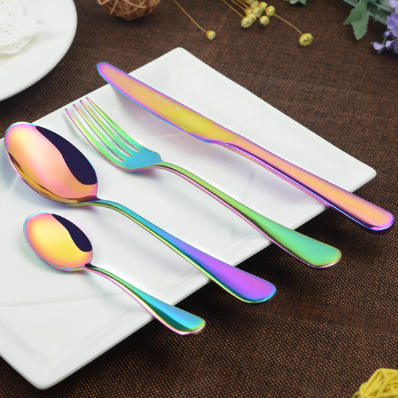 4Pcs Rainbow Cutlery Set