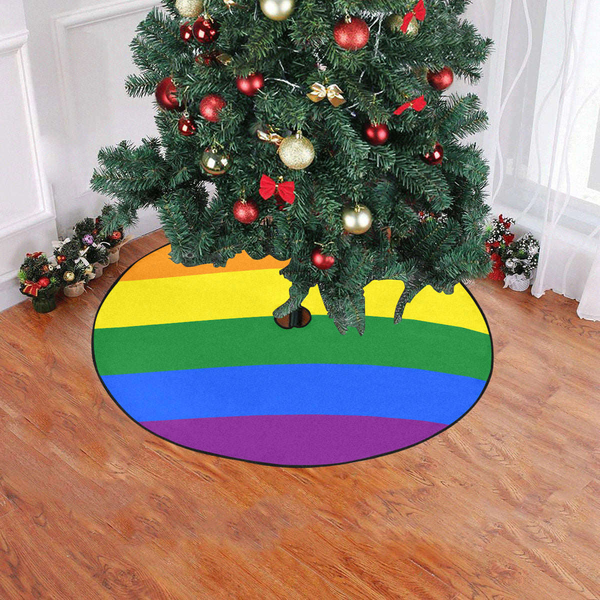 Rainbow Christmas Tree Skirt 47" x 47"