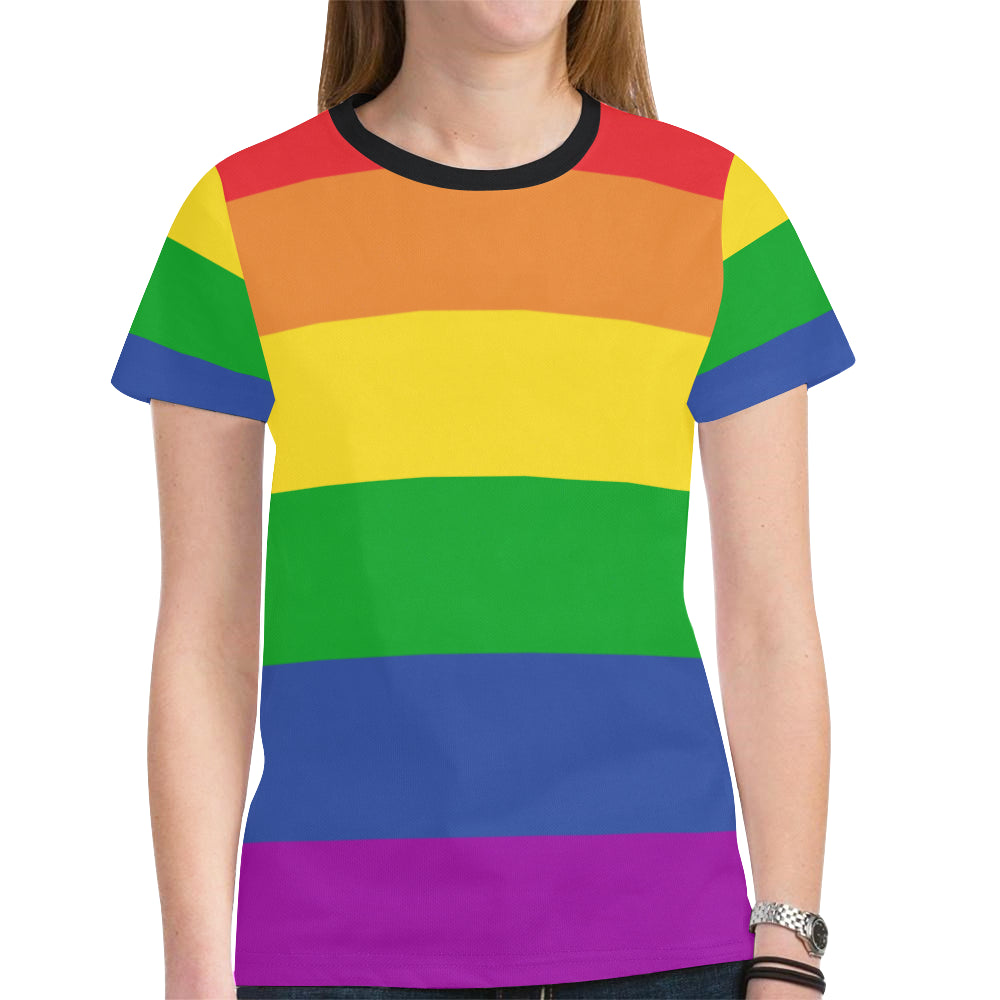 Rainbow Pride Flag All Over Print T-shirt for women rainbow strips womens tshirt