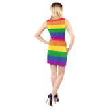 Rainbow Ladies Sleeveless Cutout Waist Knotted Dress
