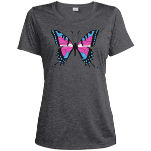 Trans Pride Butterfly dark grey Shirt for women | Unique Design Trans Pride dark grey Tshirt for women