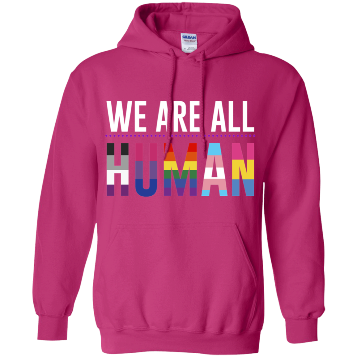 We Are All Human LGBT pride pink hoodie for women & men