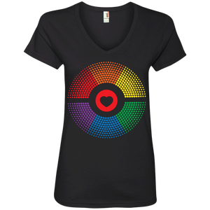 LGBT Pride Vibe black v-neck Shirt for women Gay pride rainbow circle tshirt for women